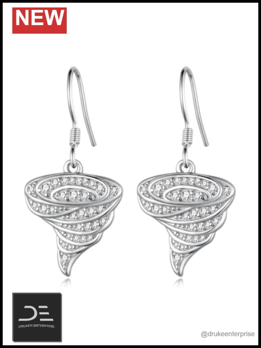 Tornado Earrings 925 Sterling Silver Storm Chaser Twister Cyclone Dangle Jewelry